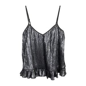 Anthropologie Amelie Sequin Beaded Cami 4 Gunmetal Silver Tank Embellished